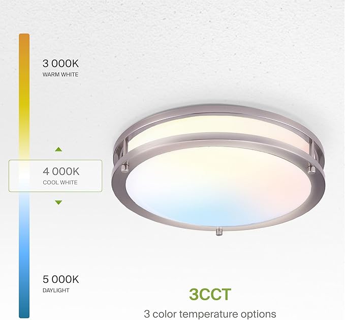 ASD LED 10" Round Flush Mount Lighting, Close to Ceiling Light Fixture | 3CCT