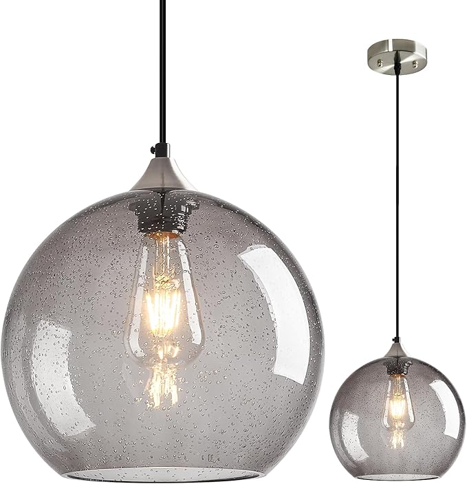 Light Grey Glass Pendant Lights Kitchen Island Globe Pendant Light Fixtures