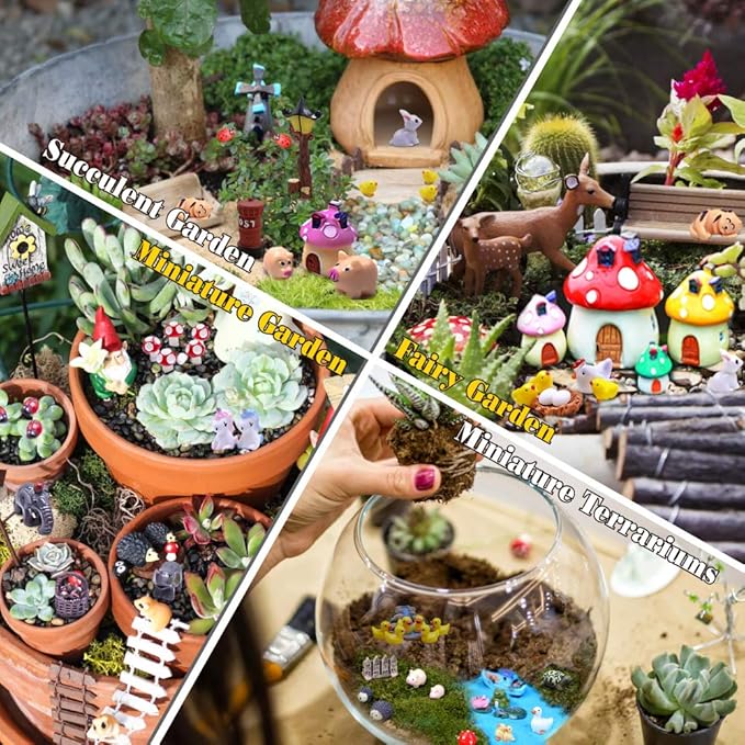 Dracarys Selected 100 Pcs Fairy Garden Accessories, Mini Resin Animals, Miniature Figurines, Micro Landscape Ornaments Kit, Garden DIY Animals, Environmental Resin, Forest Encounters