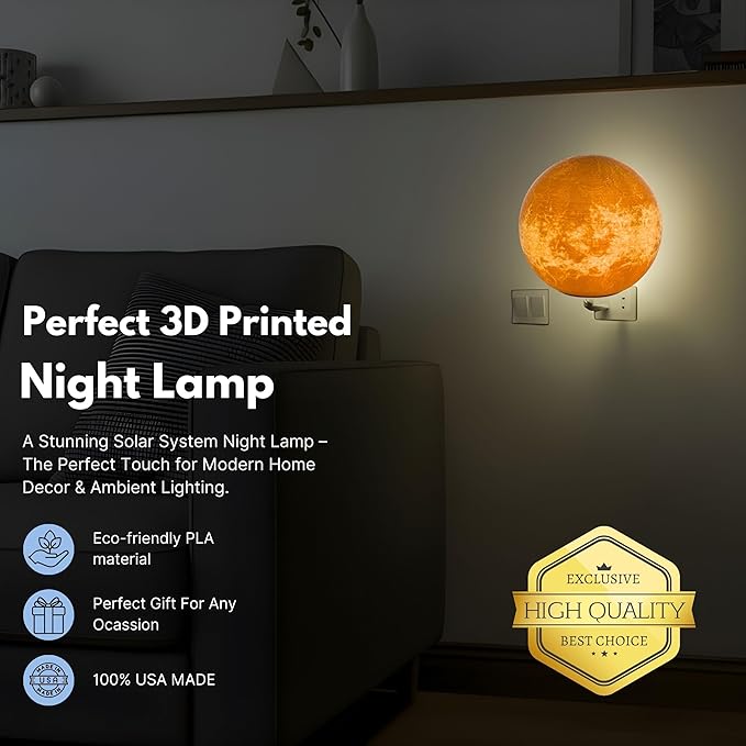 Moon Night Lights | Night Lamp LED Light | 3D Solar System NightLight, Planet Home Décor, Space Nursery, Kids Room, Space Gift, Birthday Gifts, Bedroom Decorations (Venus, 4 Inch)