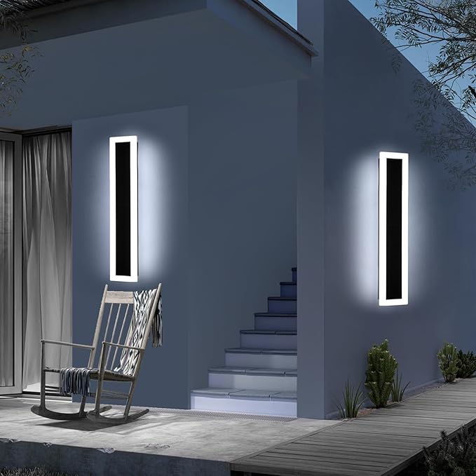 Upgrade Widened 2 Pack Modern Outdoor Wall Light Fixture, 23.6inch Long Linear