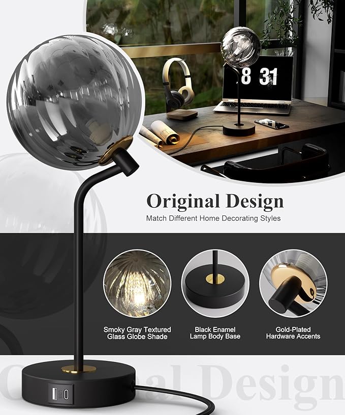 M14-2 Metro Sphere Glass Table Lamp