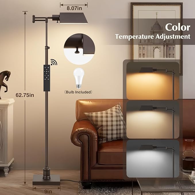 GyroVu Traditional Height Adjustable Pharmacy Floor Lamp