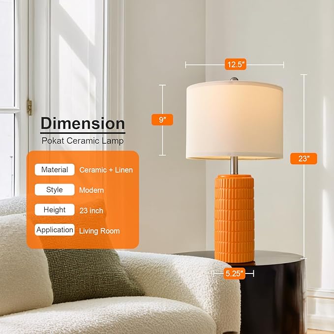 PoKat 23" Orange Table Lamps Decor