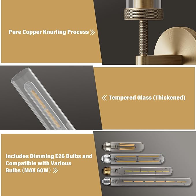 Brass Wall Sconce, Bathroom Vanity Light Fixtures, Modern Wall Lights
