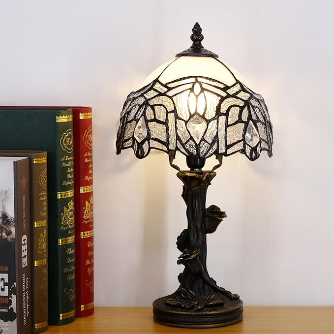 Small Tiffany Table Lamp Stained Glass Desk Lamp White Bending Style Bedside