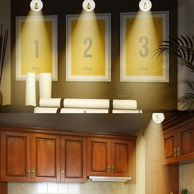 4-Pack LED Spotlight Battery Operated Picture Lights, Wireless Puck Lights