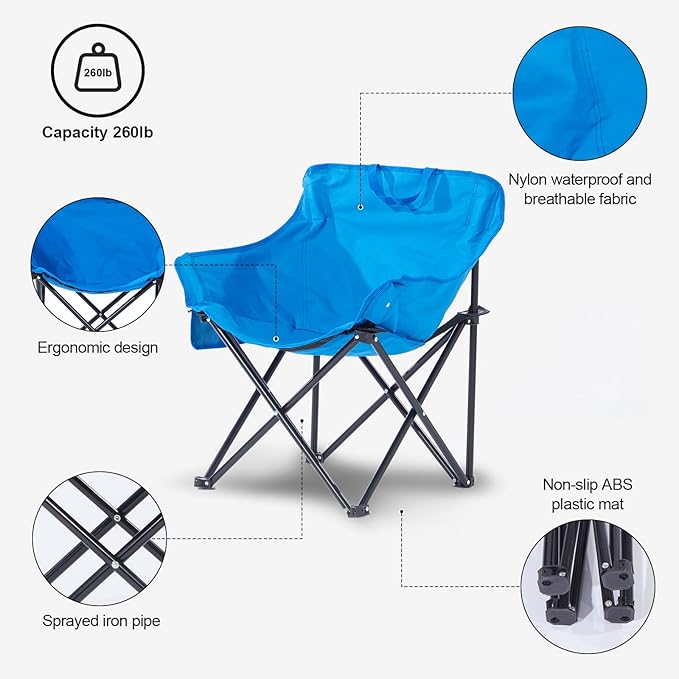 ZONEMEL Portable Sauna Chair, Fast Folding Oxford Fabric Reinforced Chair, with Pockets and Carry Bag, Suitable for Sauna, Fishing, and Picnics (Blue)