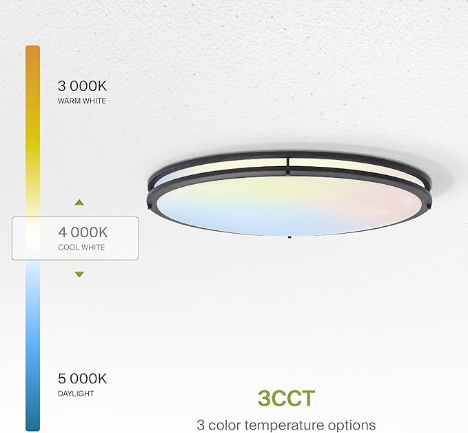ASD LED 32" Oval Flush Mount Lighting, Close to Ceiling Light Fixture | 3CCT