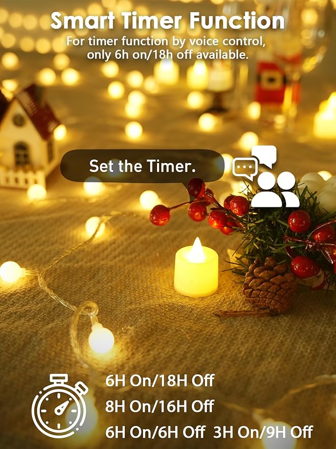 2025 New Connectable 43FT Smart Voice Controlled Christmas String Lights Indoor