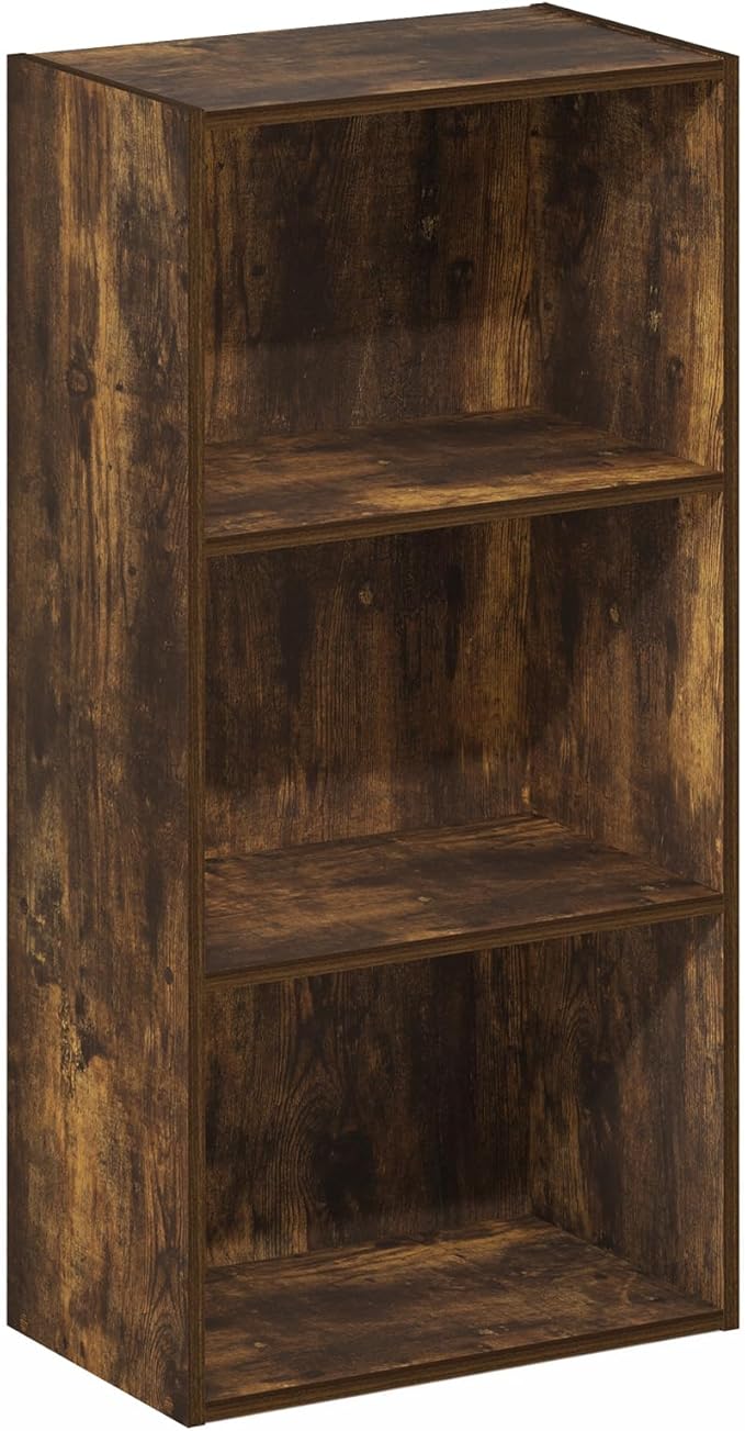 Furinno Luder 3-Tier Open Shelf Bookcase, Amber Pine