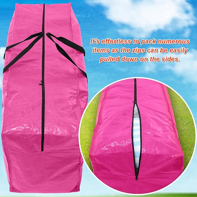 4 Pcs 66 Gallon Large Moving Bags with Zipper and Handles Foldable Storage Duffle Bags Heavy Duty Extra Large Totes for College Dorm Travel Clothes Blankets Bedding Moving (Pink)