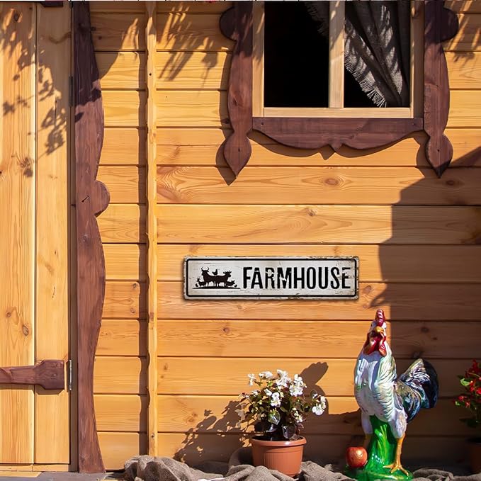 Farmhouse Metal Signs, Rusty Metal Tin Signs 15.8x4 inches, Decorative Wall Plaque, Animal Farm Decor, Ranch Decor, Aluminum Sign for Garden Yard Outdoor, Farm Owner Gift