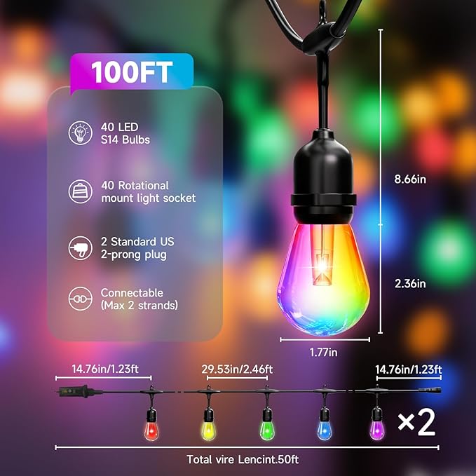 RGB Safety String Lights 100FT