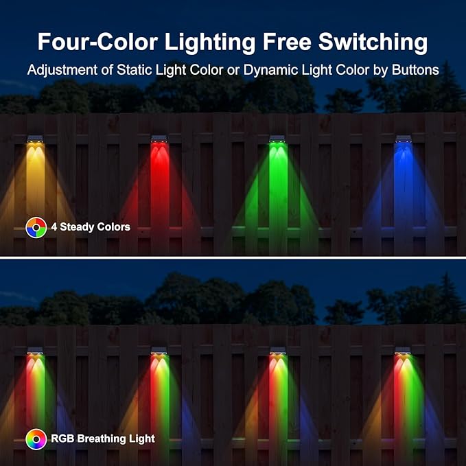 8 Pack Bright Solar Fence Lights Outdoor