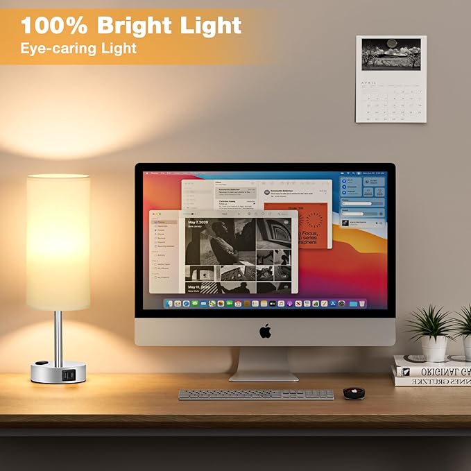 White Touch Nightstand Lamps Set