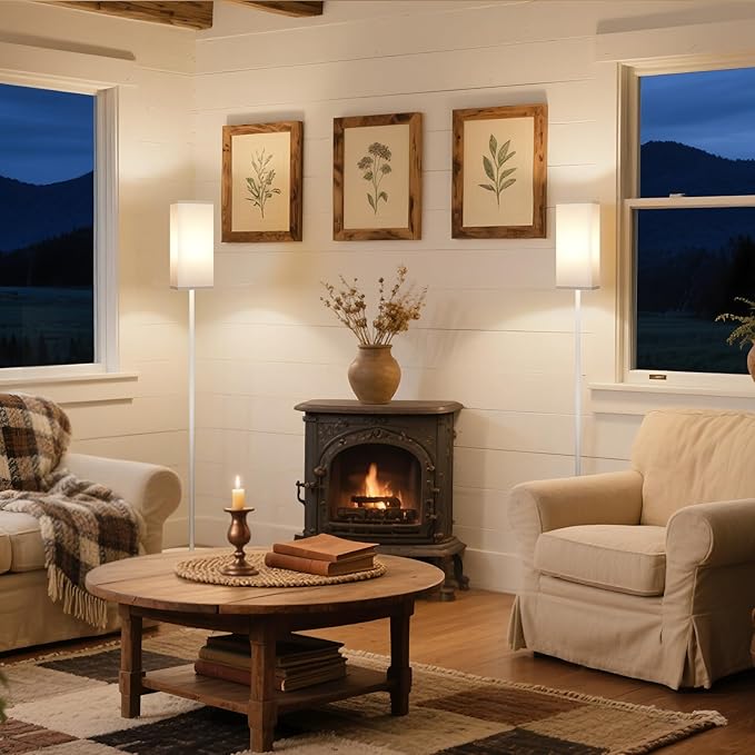 64.6" Floor Lamp, Pole with Foot Switch, Modern Standing Lamp Lampshade