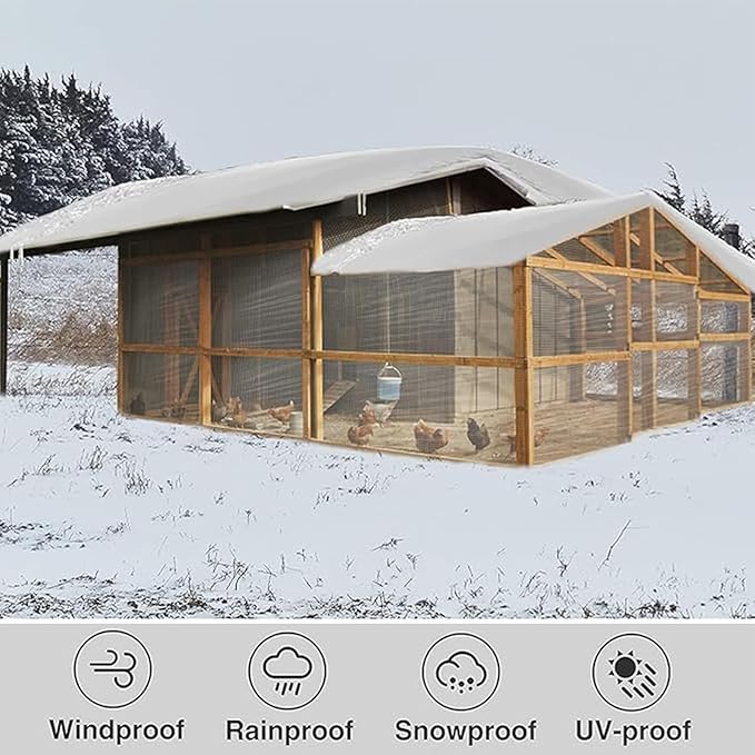 16x17 FT Thicken Clear Tarp Waterproof Anti-Tear Snowproof & Windproof Clear Plastic Tarps with Grommets, Resistant Tear PVC Vinyl Tarpaulin Enclosure for Patio,Porch and Outdoor
