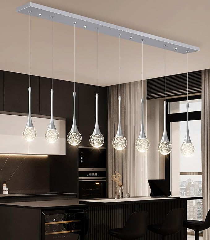 8 Light Modern Glam Crystal Rectangular Chandelier