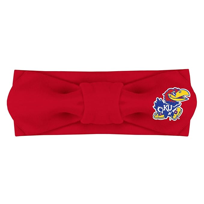 Creative Knitwear Kansas Jayhawks Infant Girls Red Solid Hair Knot Headband Embroidered Logo - Size Newborn - 4T