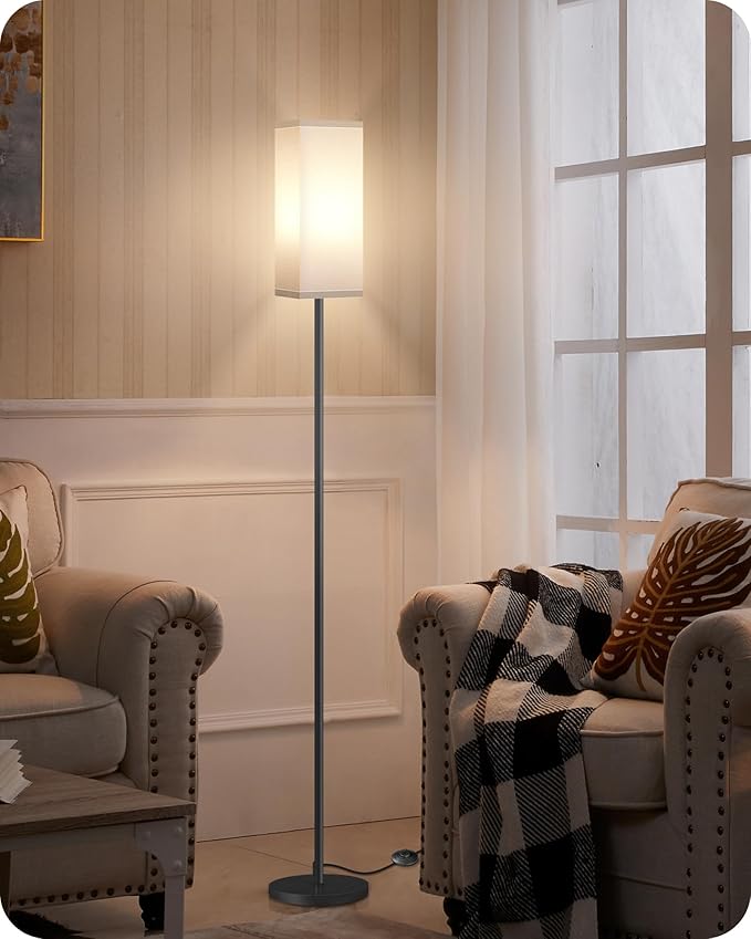 Floor Lamp, Pole Lamp with Foot Switch, Modern Standing Lamp Shade, Minimalist