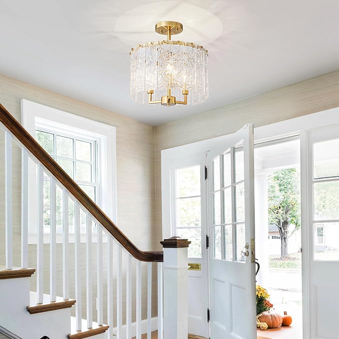3-Light Modern Ceiling Light for Living Room, Close to Ceiling Semi-Flushmount