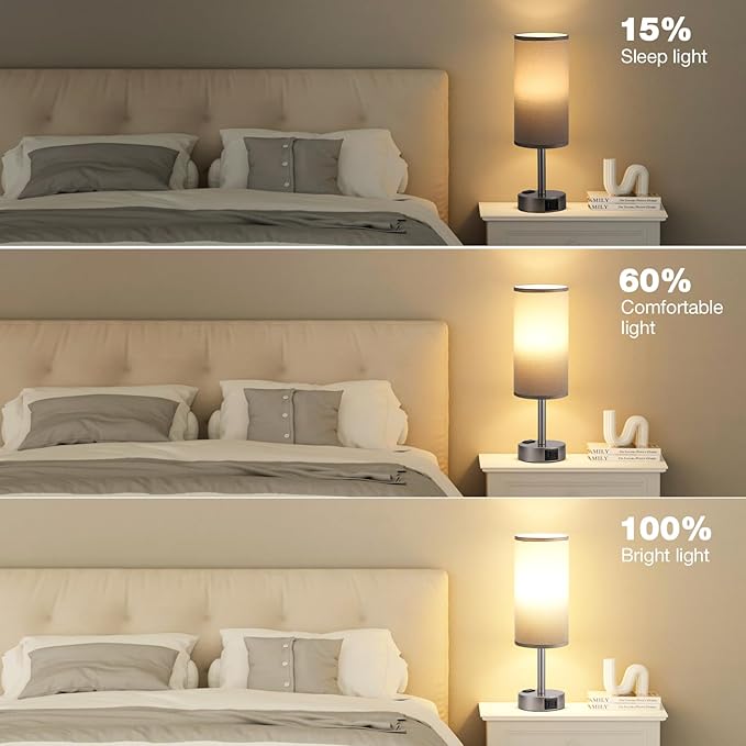 Fenmzee Grey Bedside Table Lamp