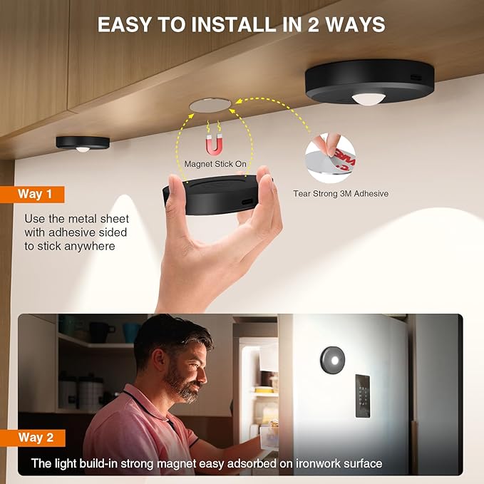 Puck Lights Cordless with Remote Control, 2200mAh Rechargeable Under Counter