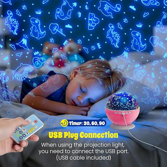 Kids Star Night Light, Night Light Projector,Nebula Star Projector 360 Degree Rotation - 6 LED Bulbs 18 Light Color Changing with USB Cable, Romantic Gifts for Men Women Children (Pink)