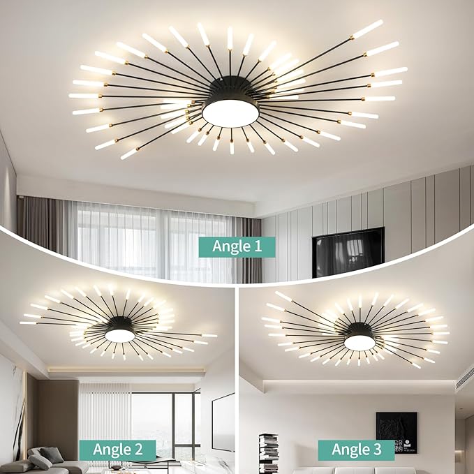 ziidoo Modern Ceiling Light, 42+1 Lights Metal Firework Designed Chic Led