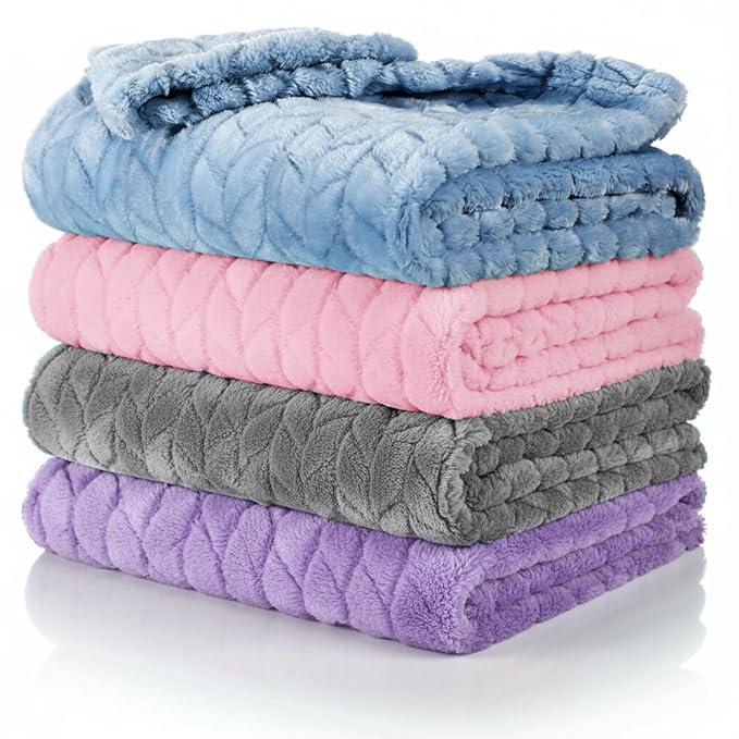 Frienda 4 Pcs Baby Fuzzy Blanket Fluffy Baby Blanket for Boys Girls Soft Warm Infant Newborn Toddler Receiving Nursery Bed Supplies, 32 x 24 Inch(Elegant Color)