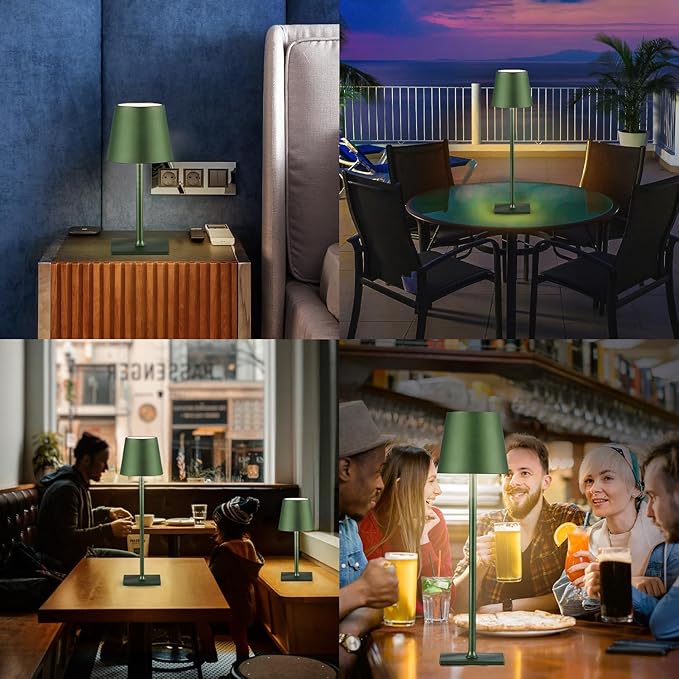 2 Pack Cordless Table Lamps, 3 Colors Stepless Dimming, 5000mAh Rechargeable