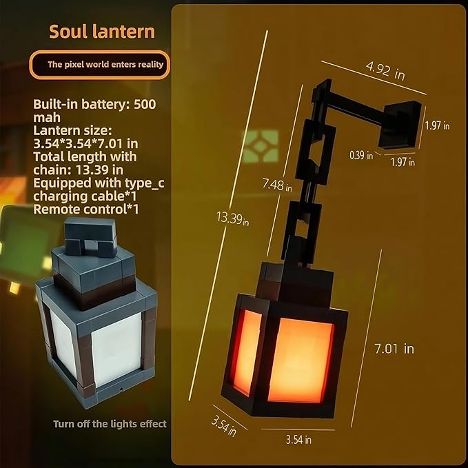 Timer-Enabled Pixelated Lantern Night Light, 16-Color RGB LED Mood Lamp