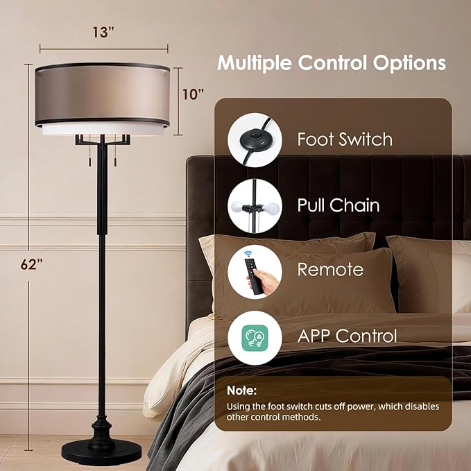 High-end Floor Lamps, Dimmable Standing Light, 3 Color Temperatures, Stepless