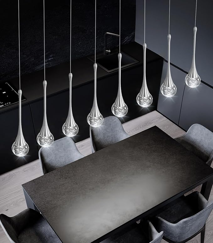 8 Light Modern Glam Crystal Rectangular Chandelier