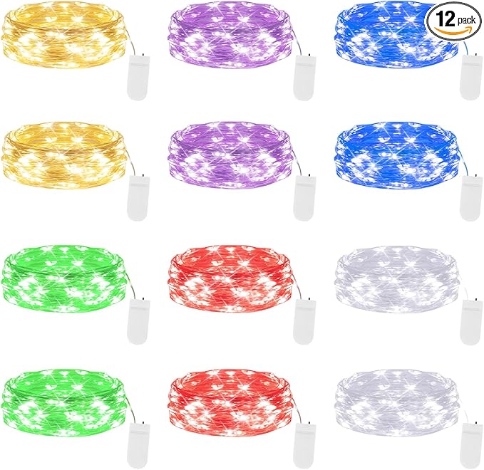 Lakumu 12 Pack Fairy Lights Battery Operated -7FT 20LED String Lights,