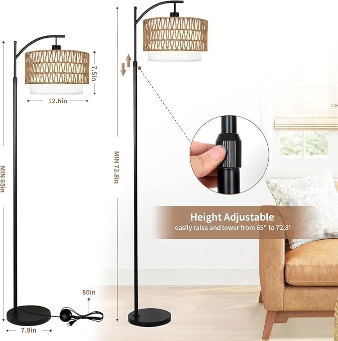 Arc Floor Lamp for Living Room Boho Floor Lamps