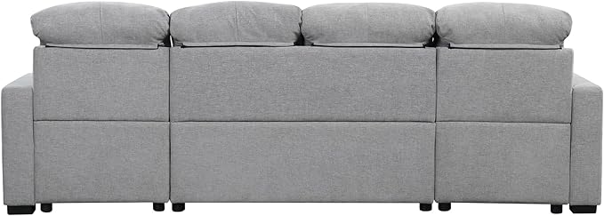 Ball & Cast 110.2" Oversized Versatile Sectional Sleep Sofa with Two USB Ports,U-Shape 4 Seat Pull-Out Couch w/Double Storage Chaise Lounges,for Living Room,Apartment,Office,Gray
