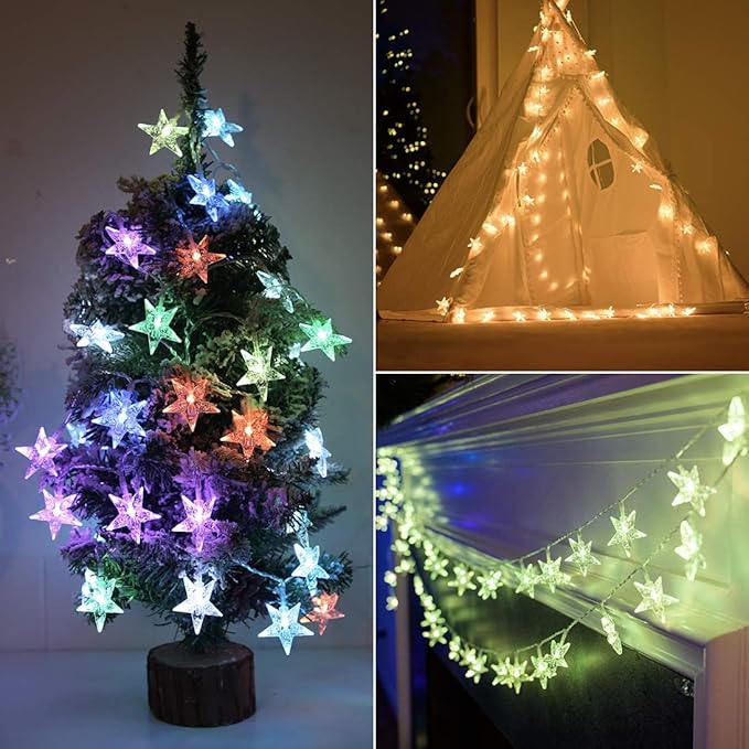 Minetom Star String Lights for Bedroom - 33 ft Plug-in Color Changing Star