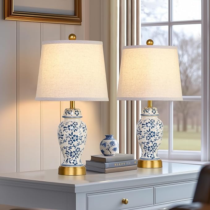RORIANO Chinoiserie Ceramic Table Lamps Set of 2