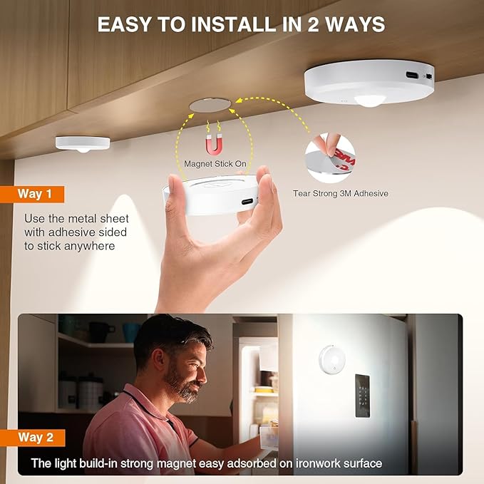 Puck Lights Cordless with Remote Control, 2200mAh Rechargeable Under Counter