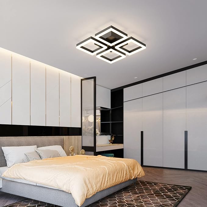 GEADI Led Ceiling Light, Modern 4-Square Ceiling Lamp 52W Dimmable Flush Mount