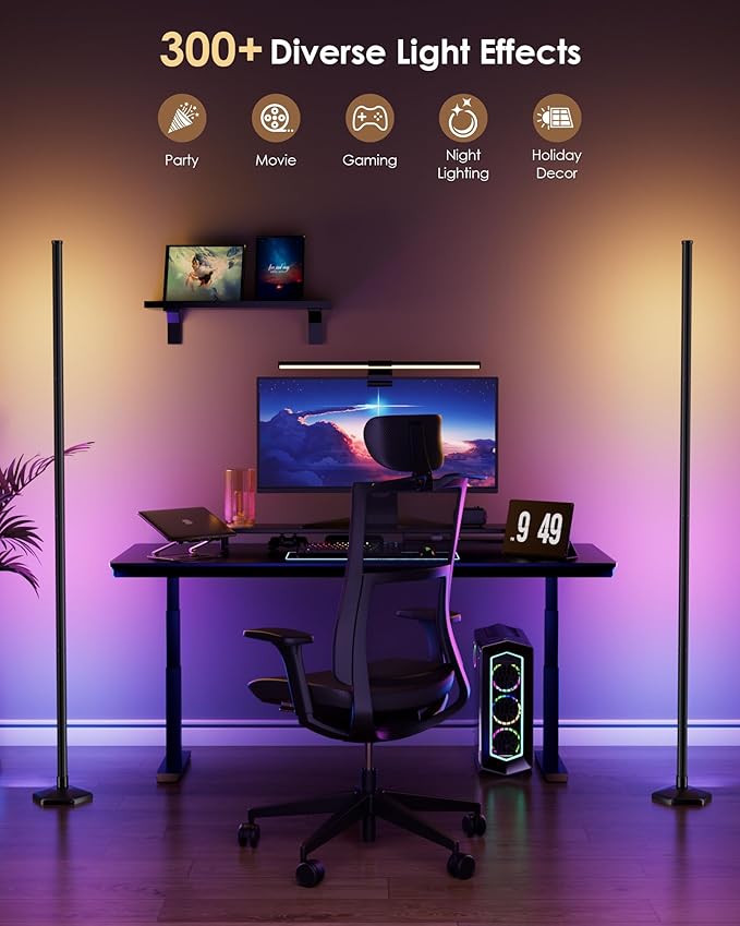 Corner Floor Lamp, Dimmable LED Corner Lamp