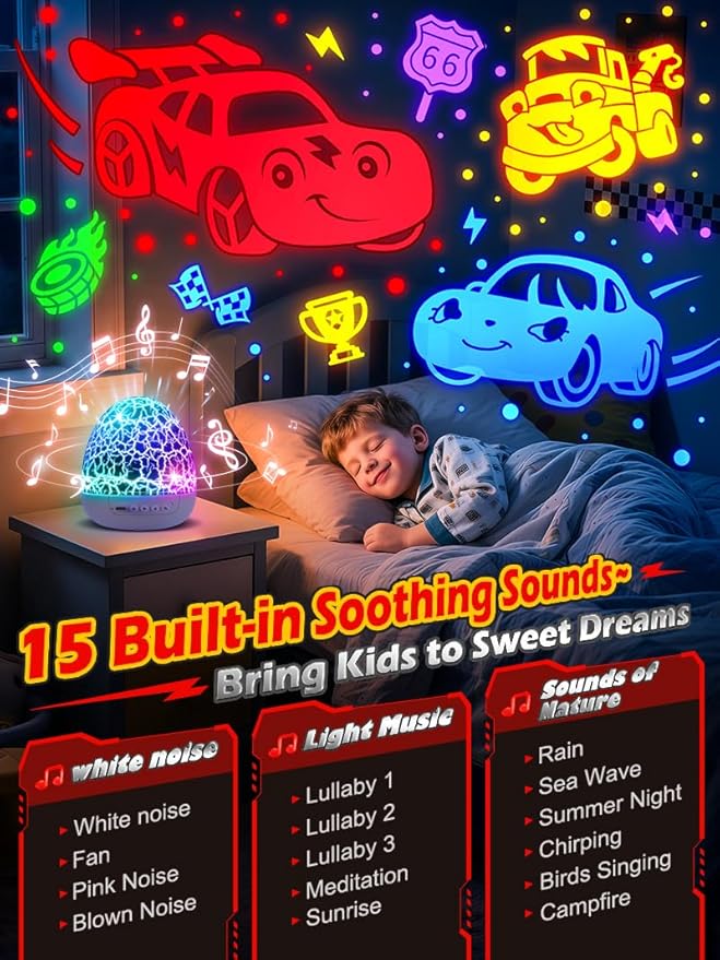 Beast Truck Dinosaur Toys Egg Night Light for Kids 【15 Sounds & 6 Films】 Beast Trucks for Boys Age 3-7 [31 Colors & Remote Control] Dinosaur Toys for Kids 3-5 Egg Light for Nursery Dino for Boys Toys