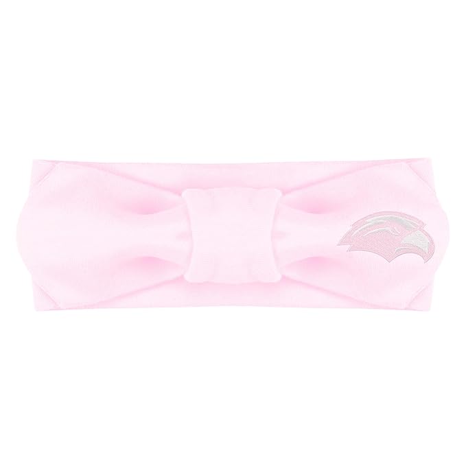 Creative Knitwear SMU Mustangs Infant Girls Pink Solid Hair Knot Headband Embroidered Logo - Size Newborn - 4T