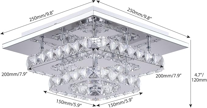 Mini Chandelier LED Crystal Ceiling Light 2 Layers Flush Mount Ceiling Light