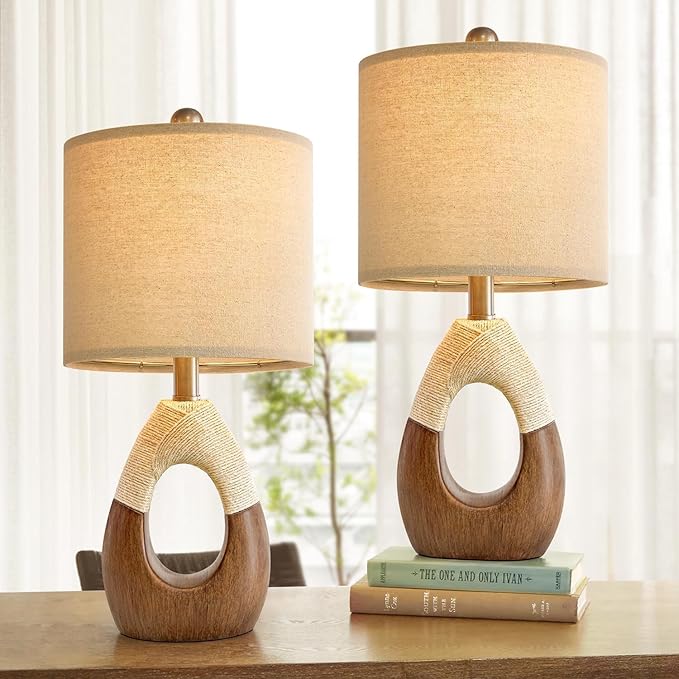 OYEARS Boho Table Lamps Bedroom Living Room Set 2, Suitable