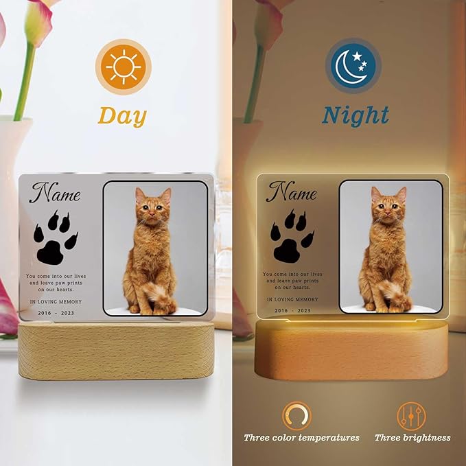 Personalized Pet Night Light Customized Dog Memorial Gift Picture Frame Acrylic