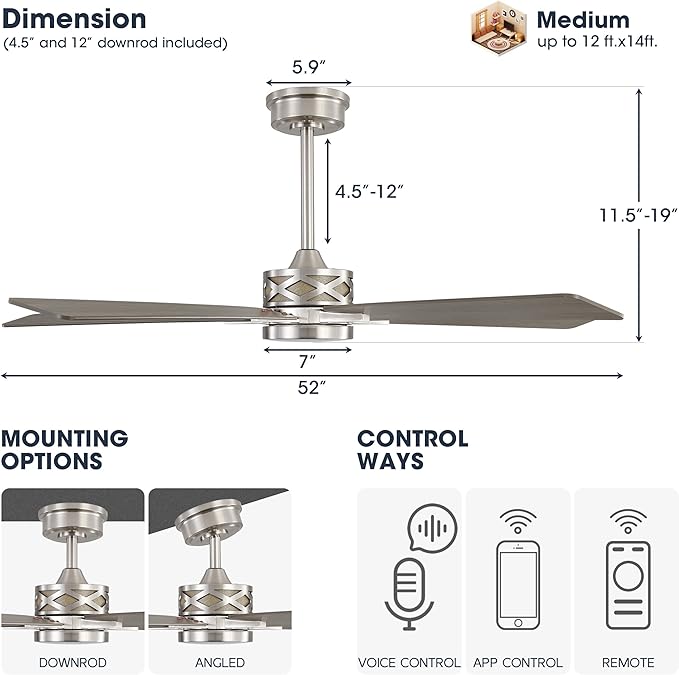 WINGBO 52" Smart Ceiling Fan
