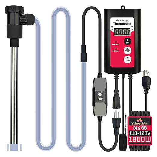1800W Immersion Electric Submersible Water Heater with Temp Control & GFCI – Portable Heater for Hot Tub, Swimming Pool, Above-Ground Pool, Inflatable Pool, Baptistry, baptismal Pool & spa
